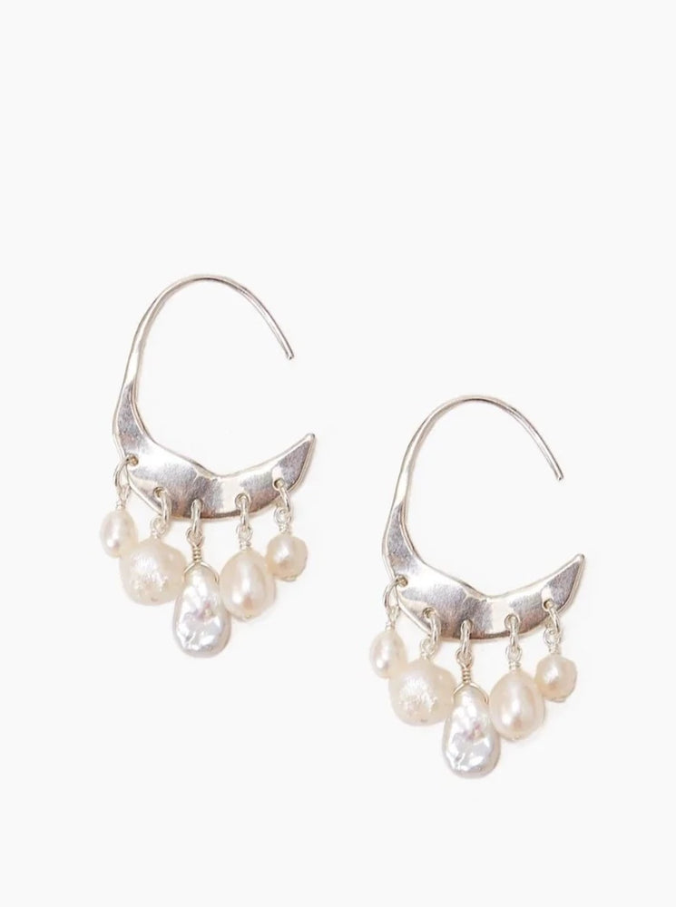 Pearl and Silver Hoop Wedding Earrings
