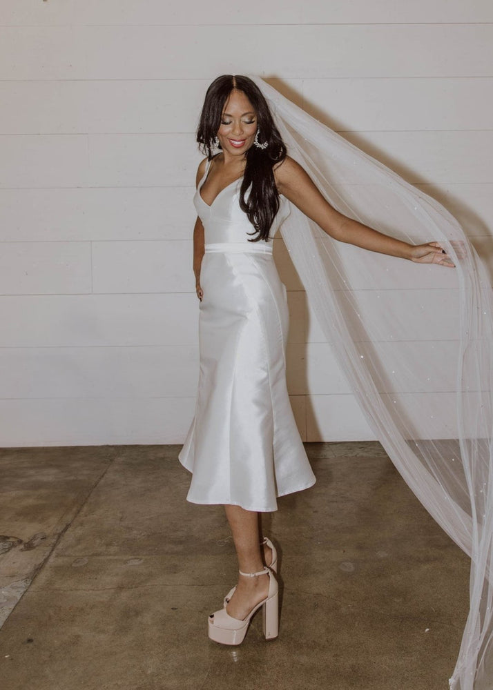 mikado midi dress A-line Mikado Midi Wedding Dress Gloria