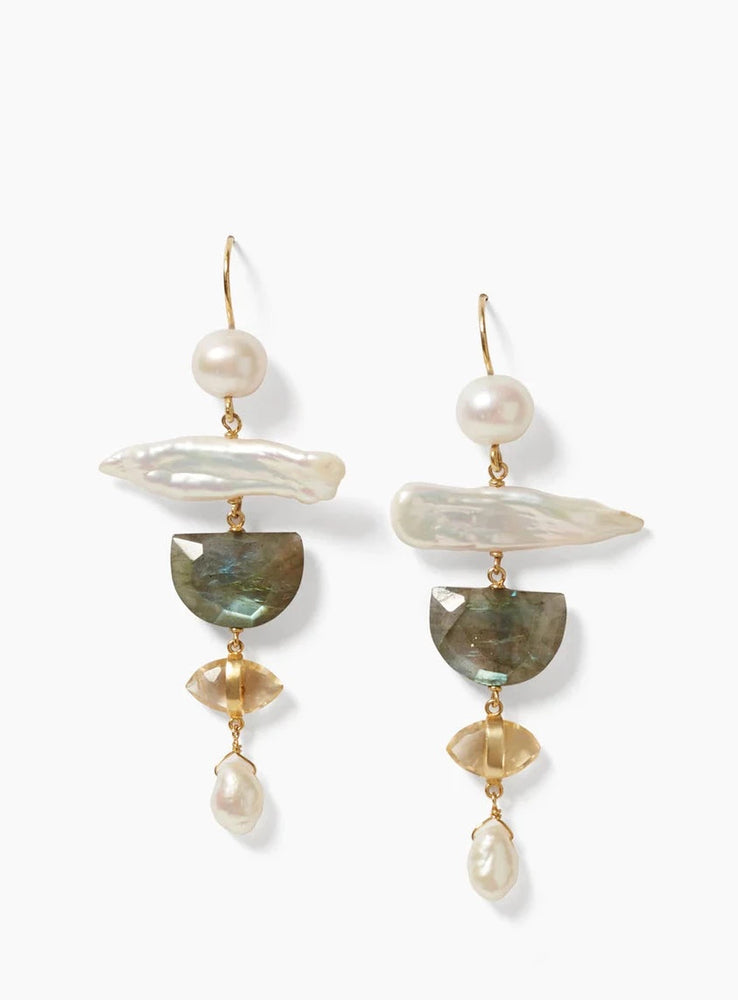 Sierra Drop Earrings White Pearl Mix