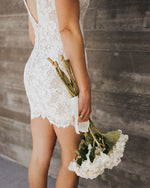 Plunging Lace Mini Dress