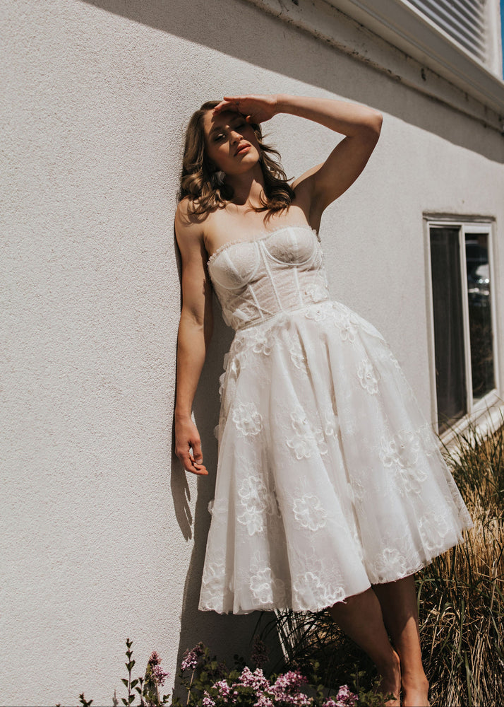 Strapless Lace Mini Dress - Elopement Outfit - Bridal Reception Dress Strapless Lace Mini Dress - Elopement Outfit - Bridal Reception Dress