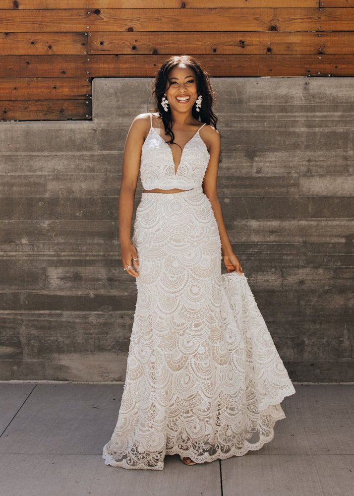 Ivory Beaded Maxi Skirt - Elopement Outfit - White Maxi Skirt Ivory Beaded Maxi Skirt - Elopement Outfit - White Maxi Skirt