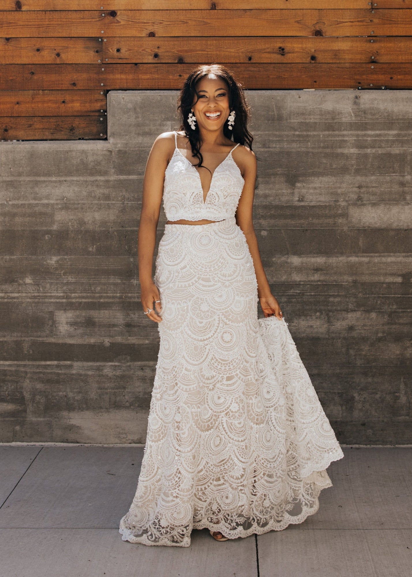 Geometric Beaded Top - Elopement - Bridal Reception Dress Geometric Beaded Top - Elopement - Bridal Reception Dress