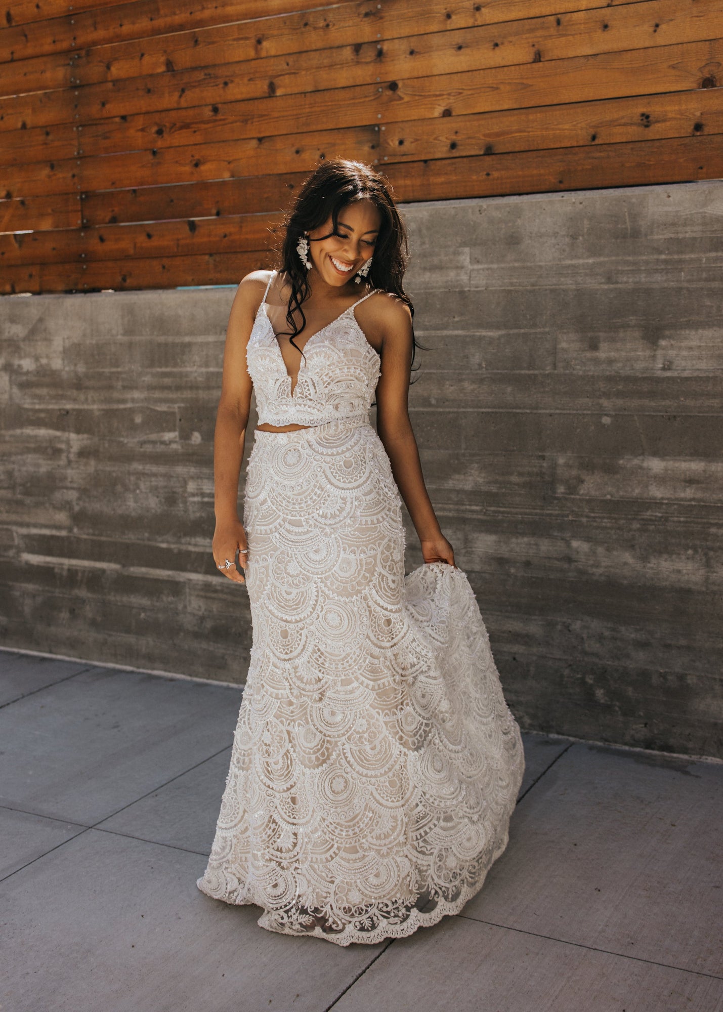 Geometric Beaded Top - Elopement - Bridal Reception Dress Geometric Beaded Top - Elopement - Bridal Reception Dress
