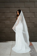 Strapless crepe simple fitted wedding dress