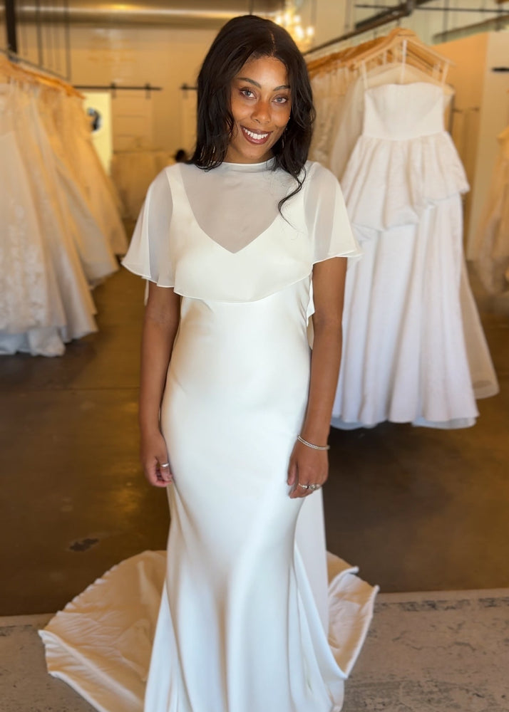 chiffon cape wedding dress Bridal Chiffon Cape  Calily Bridal