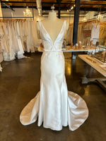 Beautiful Deep V Neckline on Denver Bride