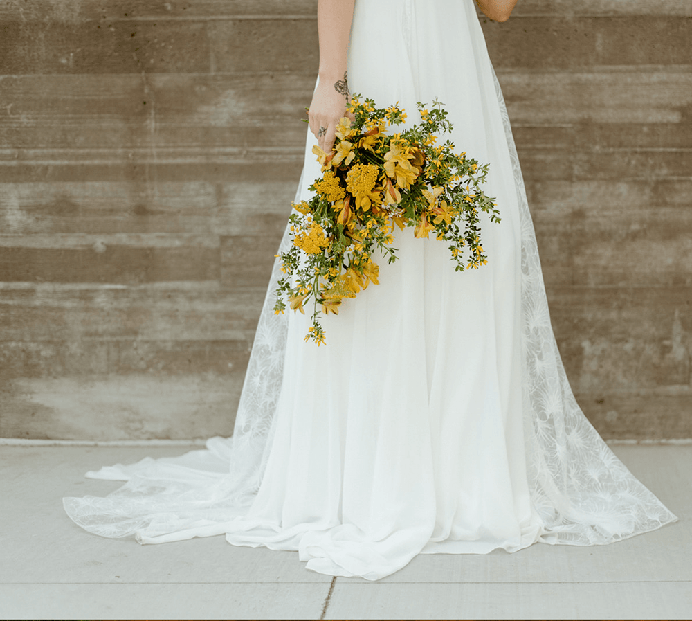 A-line lace chiffon wedding dress