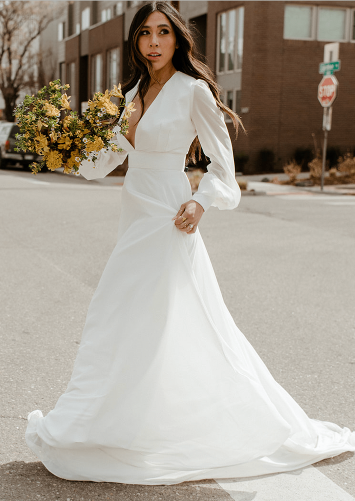 Bohemian Long Sleeve A-Line Wedding Dress