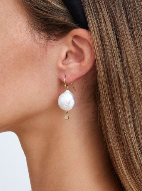 Holiday Edit: White Pearl and Diamond Teardrop Earrings
