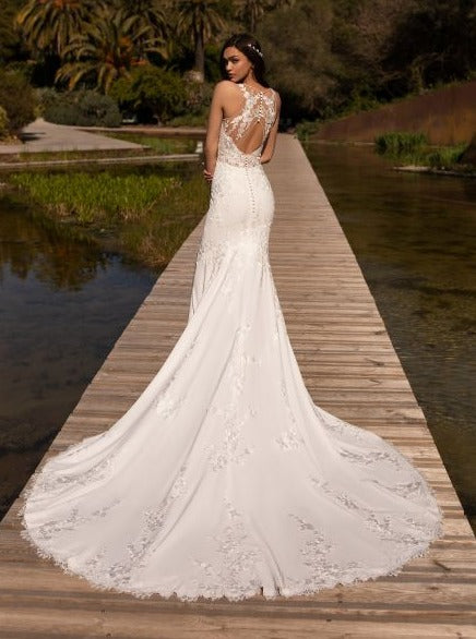 Lace Cut Out with an Open Back Wedding Dress