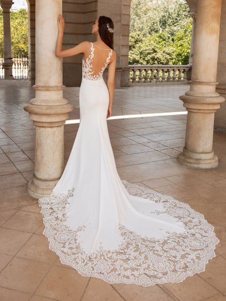 Detailed Lace Backless Wedding Gown