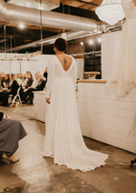 Crepe long sleeve a-line wedding dress