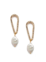 Pearl and Crystal Gold Wedding Dangle Earrings