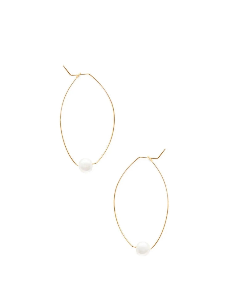Pearl and Gold Wedding Hoop Earrings