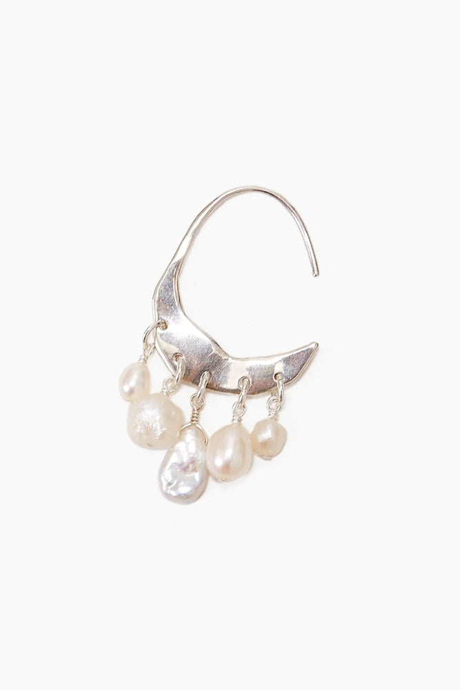 Pearl and Silver Hoop Wedding Earrings