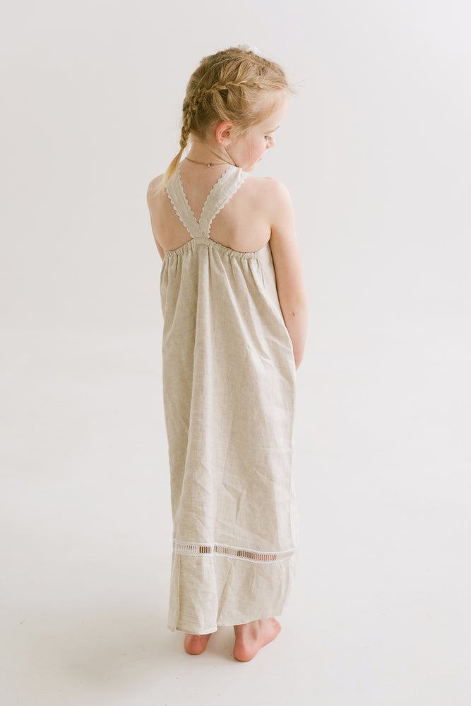 Amanda High-Neck Linen Dress