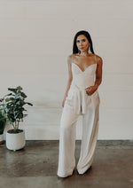 silk charmeuse ivory wide legged pants