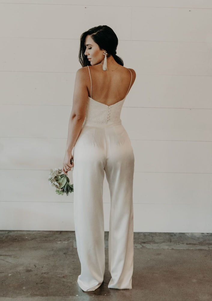 ivory wide legged pants - bridal pants