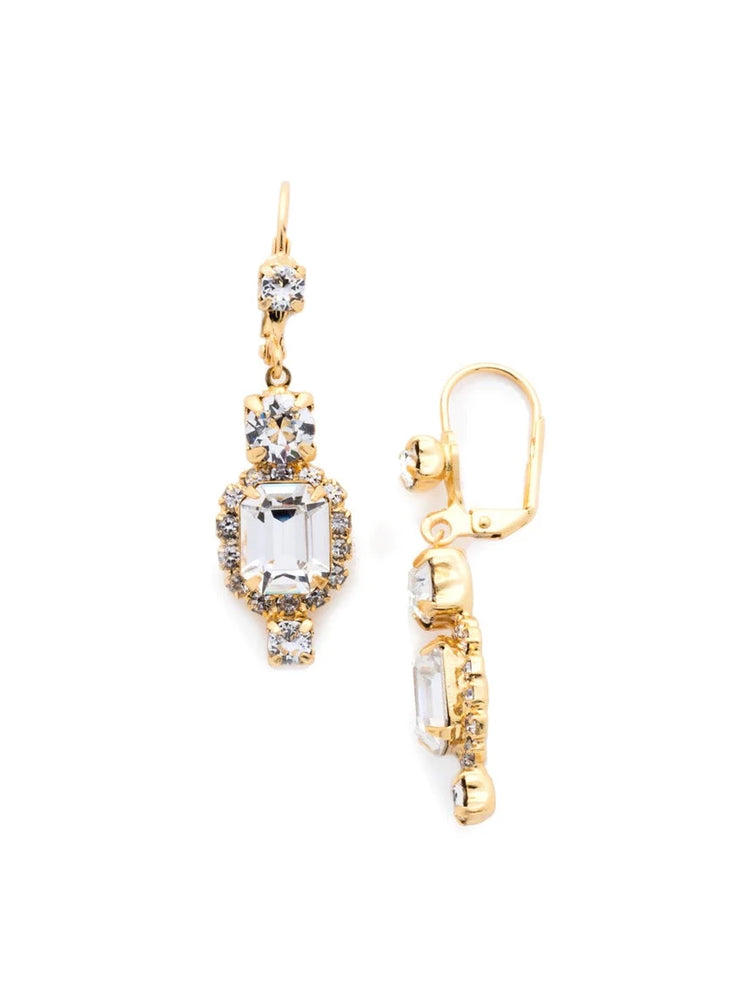 Crystal and Gold Wedding Dangle Earrings