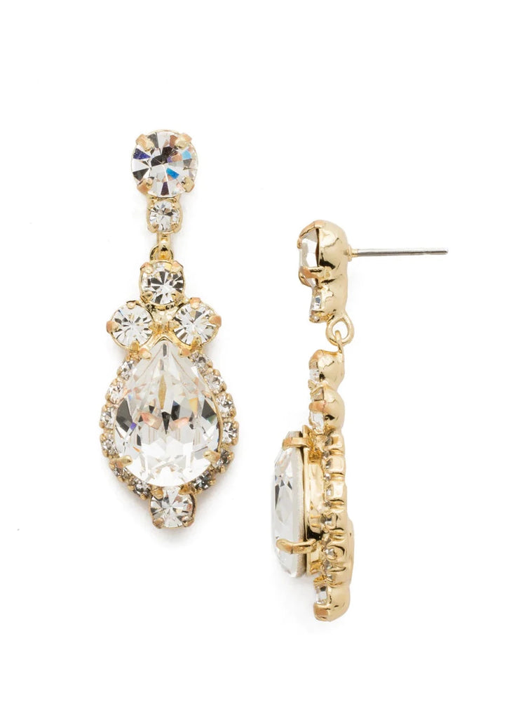 Crystal and Gold Dangle Wedding Earrings