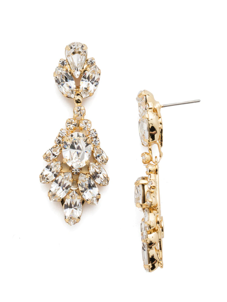 Crystal and Gold Wedding Dangle Earrings