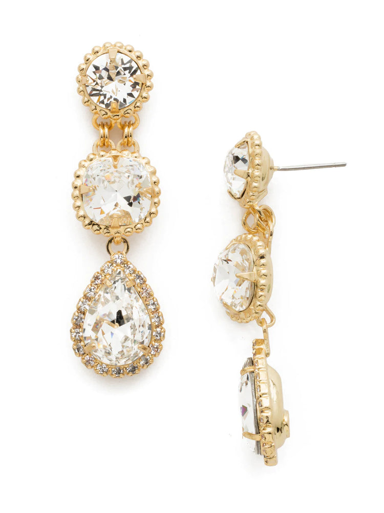 Crystal and Gold Wedding Dangle Earrings