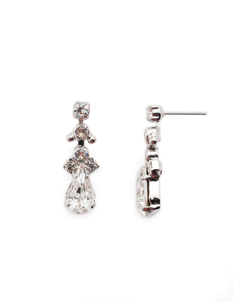 Crystal and Silver Wedding Dangle Earrings