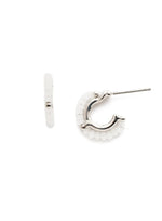 Seersucker and Silver Hoop Wedding Earrings
