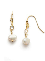Pearl, Crystal and Gold Dangle Wedding Earrings