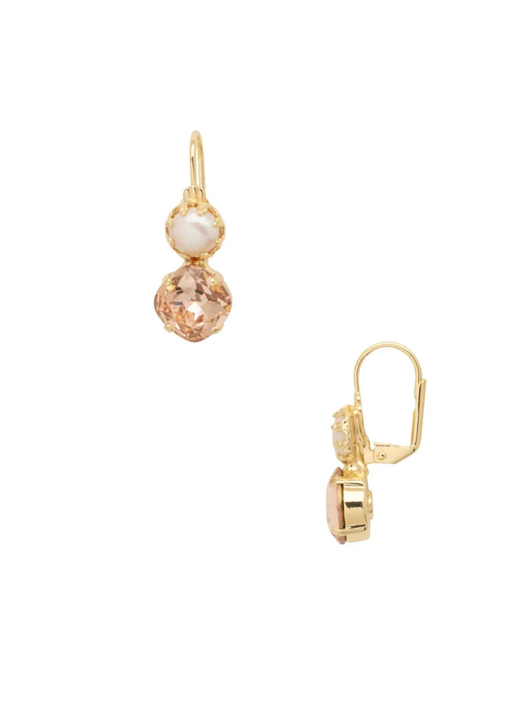 Crystal, Pearl and Gold Dangle Wedding Earrings