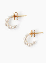 Petite Cream Pearl Holly Hoop Earrings