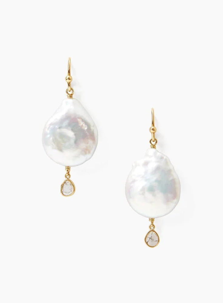 Pearl, Diamond and Gold Dangle Wedding Earrings