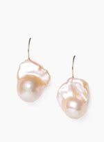 Pink Pearl and 14K Gold Drop Wedding Earrings