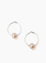 White Pearl Hoop Earrings