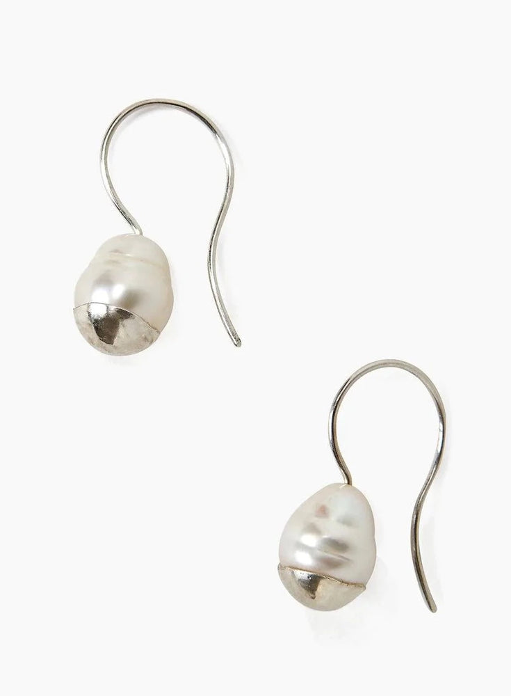 Pearl and Silver Drop Wedding Earrings