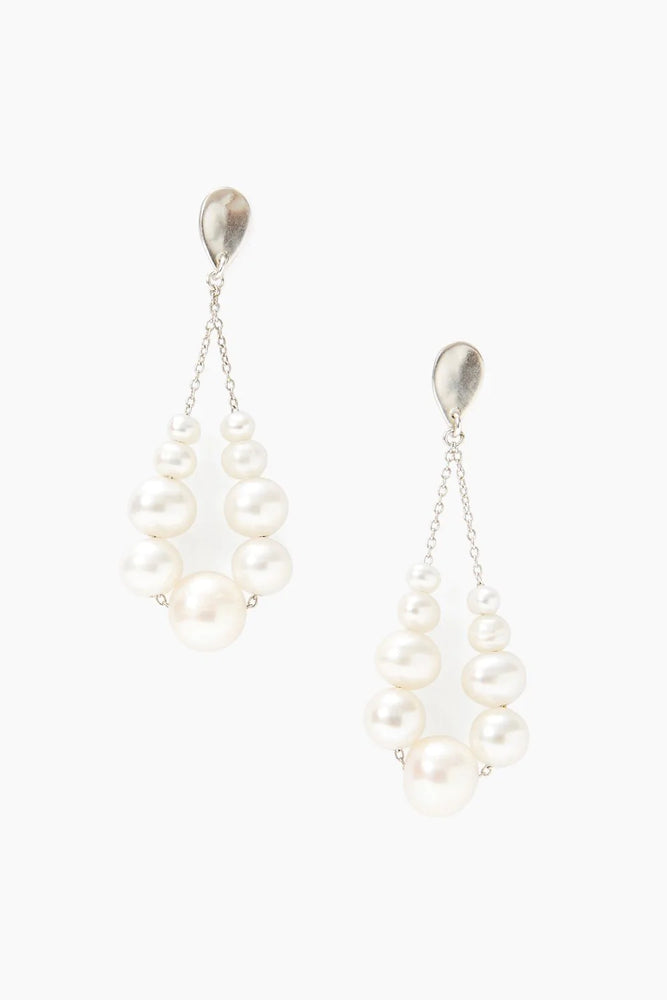 Pearl and Silver Dangle Wedding Earrings