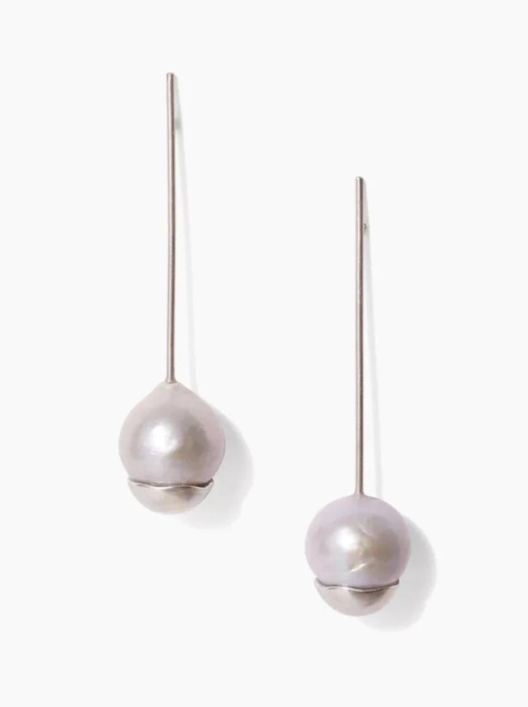 Silver-Dipped Pearl Drop Earrings