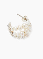 White Pearl and Silver Wedding Hoop Earrings