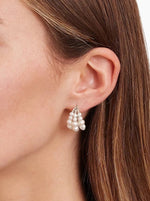 White Pearl and Silver Wedding Hoop Earrings