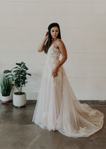 Blush 3D Floral Lace Wedding Dress