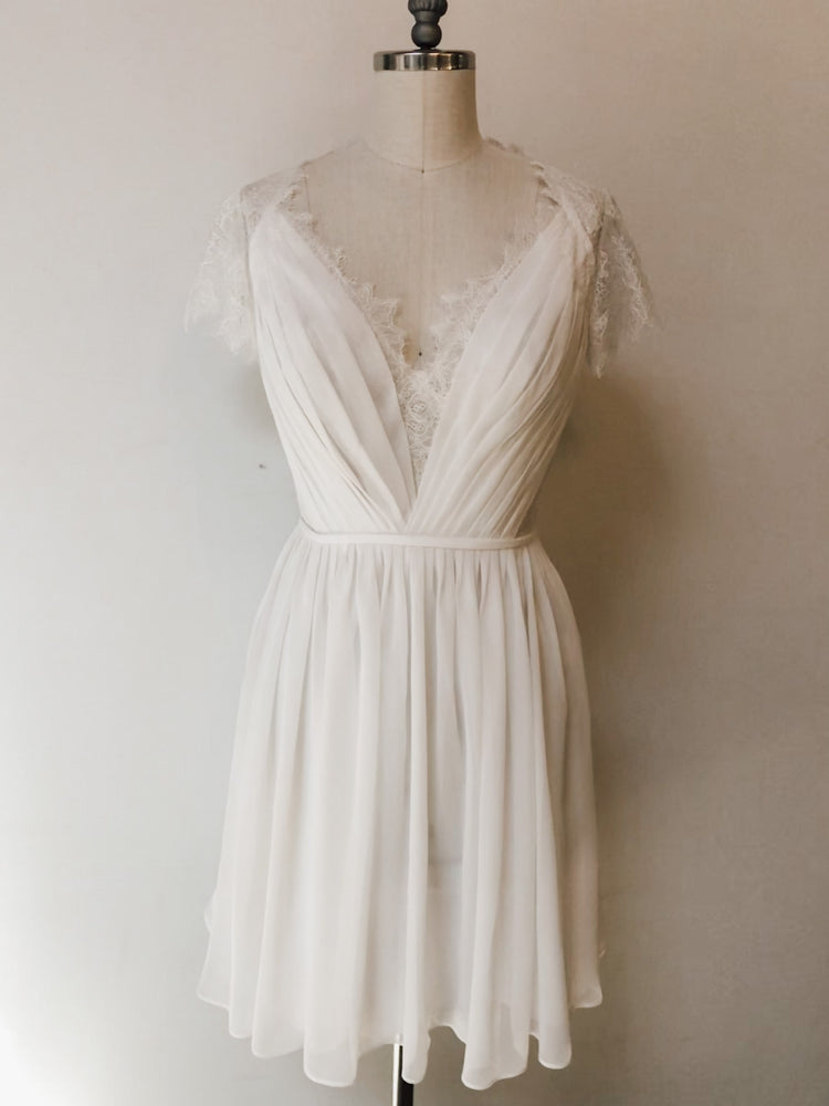 Lace chiffon mini dress