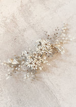 Vine Enamel Floral and Crystal Silver Headpiece