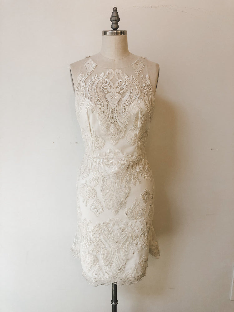 Alencon vintage lace mini dress