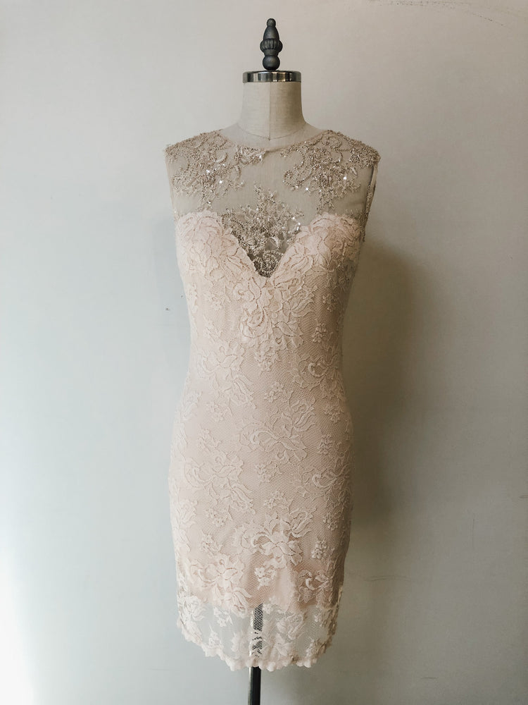 Blush Lace and Beaded Bodycon