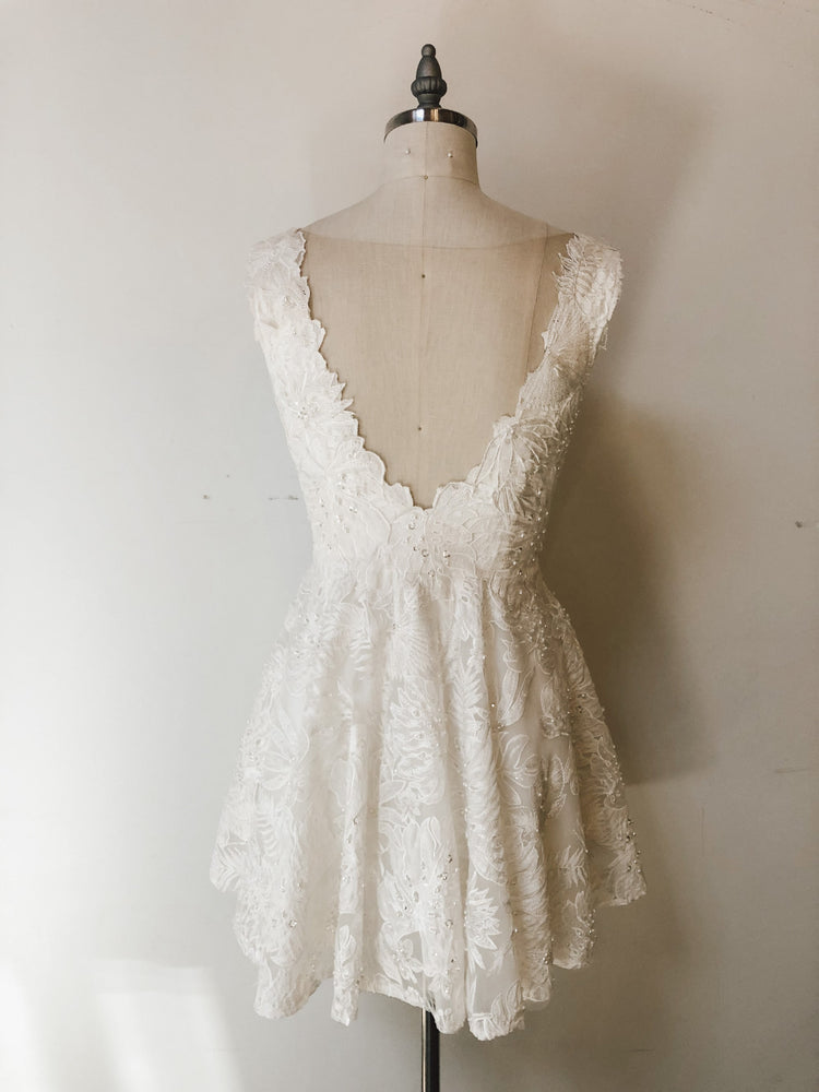 Jacquard lace sparkly skater mini dress