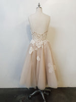 Floral lace tulle tea length dress