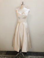 Ivory satin tea length dress