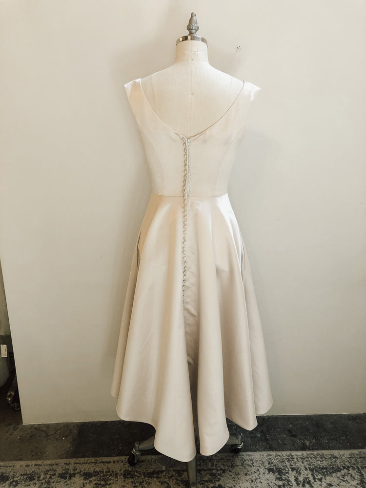 Ivory satin tea length dress