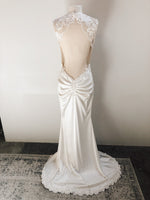 Lace and satin dress with low back